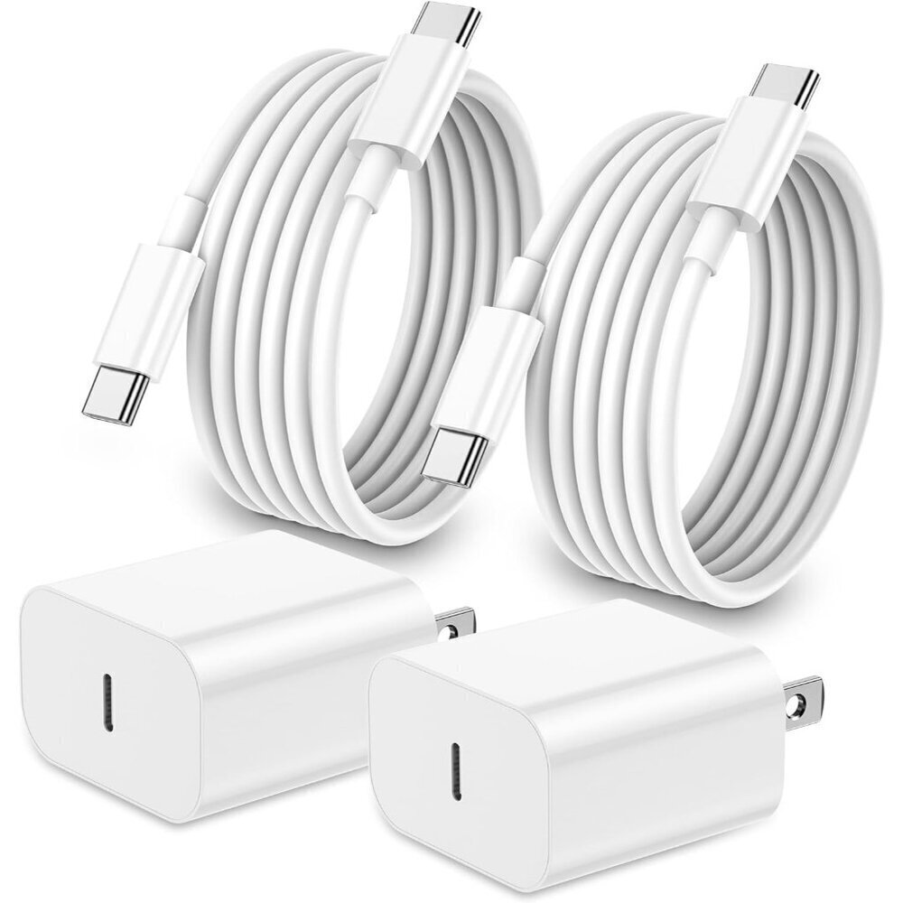 iPhone 17 16 15 Charger Fast Charging,2Pack 20W Apple iPad USB C Wall Chrager Bl